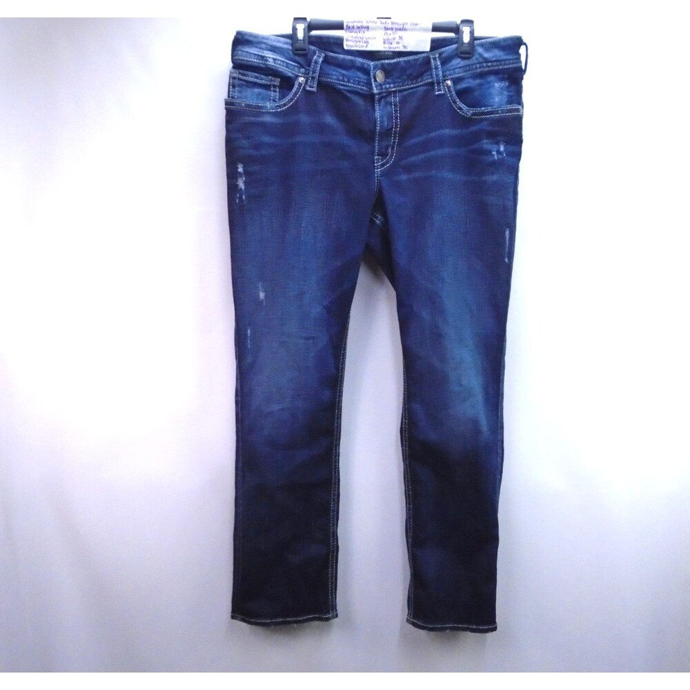 Silver Jeans Co Suki Straight Leg Jeans Womens 18 (38x30) Curvy Fit Distressed